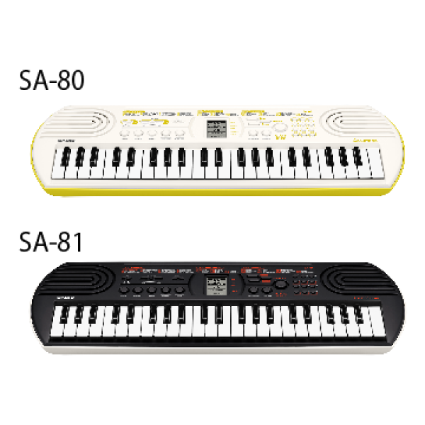 Casio Mini Portable Keyboard -  SA- 80, 81 With Power Adaptor Casio LAD 6 Adaptor  (9.5 V) Casiotone Mini Keyboard SA80 SA81 with Piano tones, White Black (44 Keys)
