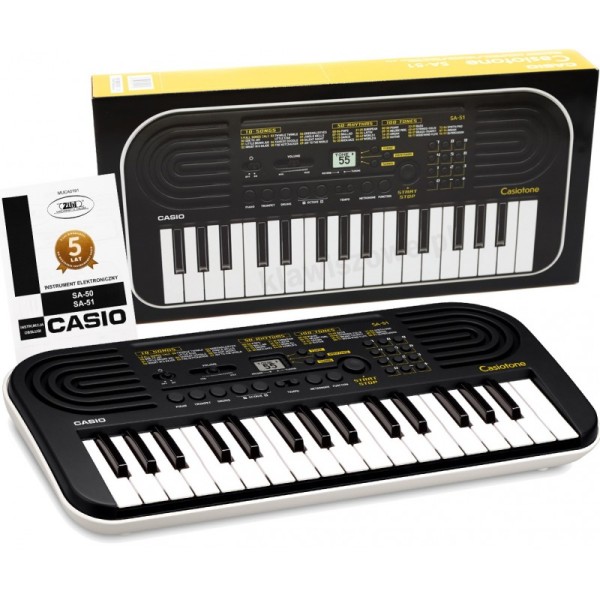 Casio SA-50/51 - Portable Keyboard with power Adaptor (32 mini keys) Electric Organ SA 50 SA 51 Models - Black/ White Musical instrument piano keys