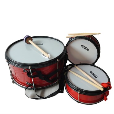 1pc 16'' Bass Drum, 2pcs10'' Side drum - with Drum Stick Pair, Belt, Beater - Red 1pc 16'' Bass Drum, 2pcs10'' Side drum - with Drum Stick Pair, Belt, Beater - Red