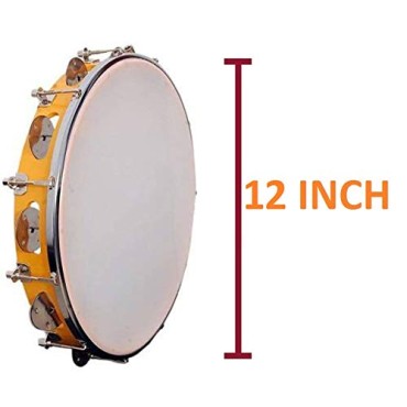 12 Inch Tambourine with Hammer Handbell Hand Drum with Double Row Jingles Percussion Instrument 12 Inch Tambourine with Hammer Handbell Hand Drum with Double Row Jingles Percussion Instrument