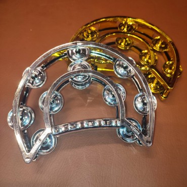 Kids Double Row Tambourine 6''x5'' Half Moon Metal - Silver Gold Musical Jingles Hand Held 6 Inch Double Row Tambourine, Metal Hand Held Percussion with Ergonomic Handle, marching band school band Half Moon Tambourine for Gift, KTV, Party, 2 Colors Kids Double Row Tambourine 6''x5'' Half Moon Metal - Silver Gold Musical Jingles Hand Held 6 Inch Double Row Tambourine, Metal Hand Held Percussion with Ergonomic Handle, marching band school band Half Moon Tambourine for Gift, KTV, Party, 2 Colors