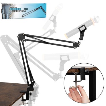 Professional Recording Microphone Stand Suspension Scissor Arm For Dynamic and Condenser Mic (Black) Professional Recording Microphone Stand Suspension Scissor Arm For Dynamic and Condenser Mic (Black)