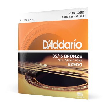 D'Addario EZ900 American Made 85/15 Bronze Acoustic Guitar Strings, Extra Light, 10-50 D'Addario EZ900 American Made 85/15 Bronze Acoustic Guitar Strings, Extra Light, 10-50