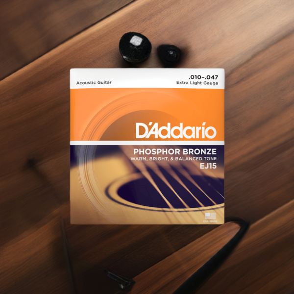 D'Addario EJ15 Phosphor Bronze Acoustic Guitar Strings - .010-.047 Extra Light Acoustic Guitar Strings Set USA made Daddario box guitar string set musical instrument