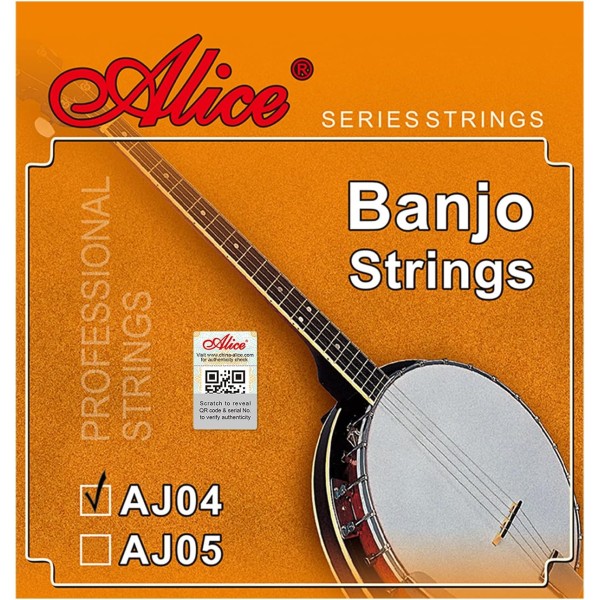 Banjo Strings 4 String set, Alice AJ04 Banjo String 09-30 Well Balanced Tone with Silver-Plated Copper Alloy Wound Strings set