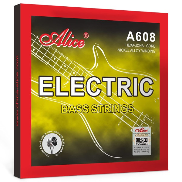 Alice Electric Bass guitar 4 Strings set and 1st 2nd 3rd 4th strings A608(4)-L Alice A608(4) Light 4 String Nickel Alloy Electric BASS Guitar Strings SET (40-95) - ( A608/4-Light / A608(4)-L ) bass guitar string set 4 strings and separate strings