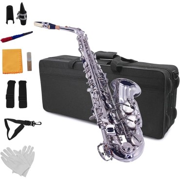 Lark Alto Saxophone Straight Brass Lacquered Gold/ Silver Taiwan with Hard case, Mouthpiece, Reed, Belt, Cloth, Gloves Alto Saxophone is Suitable for Beginners to Test The Level of Professional Playing Wind Instrument Saxophone Lark Alto Saxophone Straight Brass Lacquered Gold/ Silver Taiwan with Hard case, Mouthpiece, Reed, Belt, Cloth, Gloves Alto Saxophone is Suitable for Beginners to Test The Level of Professional Playing Wind Instrument Saxophone