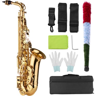 Alto Saxophone Straight E-Flat Brass Lacquered Gold/ Silver Taiwan with Hard case, Mouthpiece, Reed, Belt, Cloth, Gloves Alto Alto Saxophone Straight E-Flat Brass Lacquered Gold/ Silver Taiwan with Hard case, Mouthpiece, Reed, Belt, Cloth, Gloves Alto