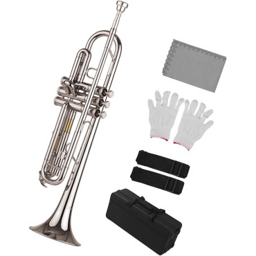 Link Bb Trumpet with Hard Case, Mouthpiece, Strap, Gloves, Cloth Student Brass marching band instrument brass musical instrument Link Bb Trumpet with Hard Case, Mouthpiece, Strap, Gloves, Cloth Student Brass marching band instrument brass musical instrument