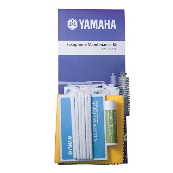 Yamaha Saxophone Maintenance Kit with Cork Grease, Tone Hole Cleaners, Pad Cleaning Paper, Cleaning Swab, Mouthpiece Brush, Polishing Cloth, Care & Maintenance Manual