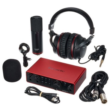 Focusrite Scarlett 2i2 Studio 4th Gen USB Audio Interface Bundle for the Songwriter with Condenser Microphone and Headphones for Recording, Streaming, and Podcasting Sound card Soundcard Focusrite Scarlett 2i2 Studio 4th Gen USB Audio Interface Bundle for the Songwriter with Condenser Microphone and Headphones for Recording, Streaming, and Podcasting Sound card Soundcard