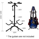 Triple Guitar Stand, 3 in 1 Stand for instrument Portable Universal Folding Floor Tripod Bracket for Acoustic Electric Guitar Bass, Strong Stability, 60cm -105cm Height Adjustable
