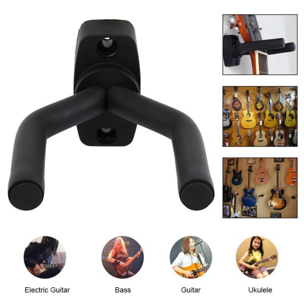 Guitar Hanger Keep Hook Holder Wall Mount Short arm for All Size Guitars, Bass, Mandolin, Banjo, Violin, Ukulele Guitar Short Hanger