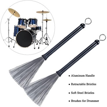 1 Pair Drum Brushes Retractable Wire Brushes Drums Drum Sticks Brush with Comfortable Rubber Handles Perfect Gift for Drummer Playing, Beginner Practicing, Rock Bands, Students drum Brush Drumstick 1 Pair Drum Brushes Retractable Wire Brushes Drums Drum Sticks Brush with Comfortable Rubber Handles Perfect Gift for Drummer Playing, Beginner Practicing, Rock Bands, Students drum Brush Drumstick